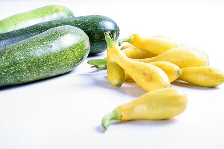 squash & zucchini on whiteの写真素材
