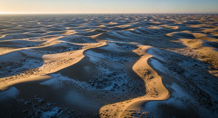 Sand dunes at sunset on the Wadden Sea in the Netherlands