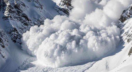 Snowy mountains in the French Alps. Winter landscape with snow and ice.の写真素材