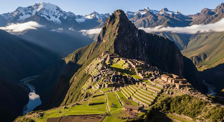 Machu Picchu Inca ruins in Peru, South America.の写真素材