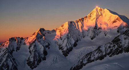 Sunset in the mountains of Mont Blanc, Chamonix, France