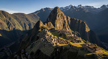Panoramic view of Machu Picchu, Cusco Region, Peruの写真素材