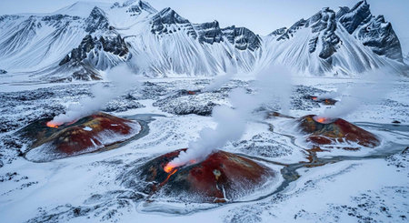 Landscape of volcanic mountains in Iceland, Europeの写真素材