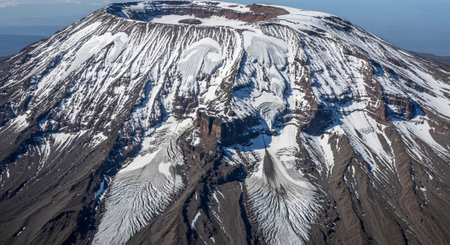 Aerial view of Mount Etna, Sicily, Italy in winterの写真素材