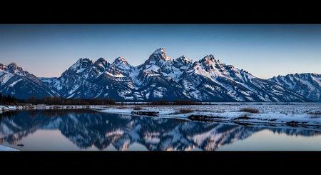 Panorama of the Grand Teton National Park, Wyoming, USAの写真素材