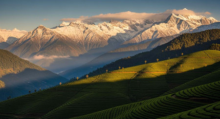 Tea Plantation in the morning, Sichuan Province, China