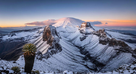 Panoramic view of the Roque de los Muchachos at sunrise, La Palma, Canary Islands, Spainの写真素材
