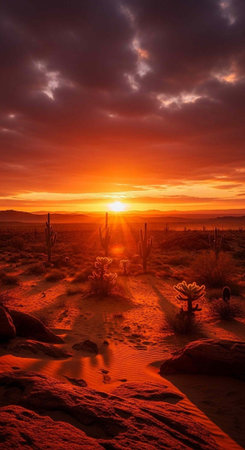 Sunset in the desert of Arizona, United States of America.