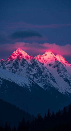 Sunset in the mountains, Krasnaya Polyana, Sochi, Russia
