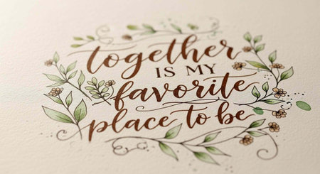 A beautiful floral design with the phrase together is my favorite place to be