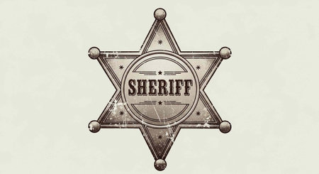 A vintage sheriff badge with a star shape and the word Sheriff in the center.