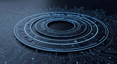 Circuit board futuristic technology background. 3d rendering, 3d illustration.