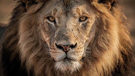 Close up of a lion in the Kruger National Park, South Africa.