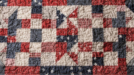 Close up detail of a fabric texture background, american flag pattern