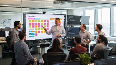 Group of a young business people discussing business plan  in the office