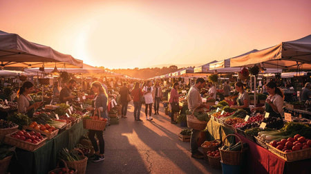People at the outdoor market