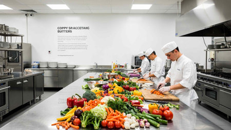 Chef preparing food in the kitchen of a modern hotel or restaurant