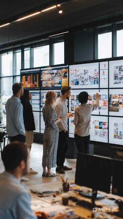 Image of young business people in smart casual wear working in office.