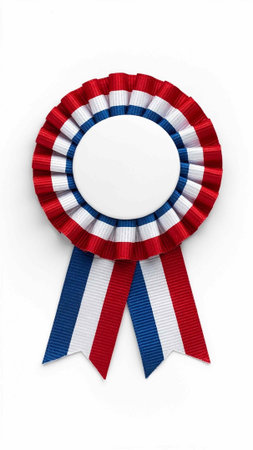 Red and blue ribbon award isolated on white background, clipping path included