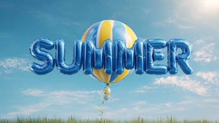 Summer balloon in the sky. 3D Render