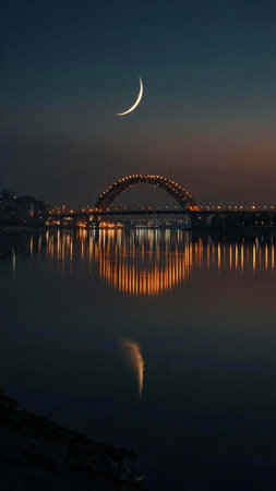 Moonrise over the Dnieper River in Kiev, Ukraine.