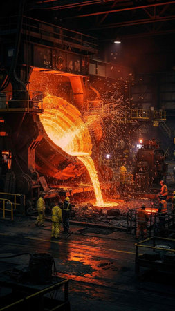 Mining steel in a metallurgical plant. Metallurgical plant.