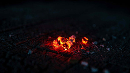Burning heart on the ground. Love concept. Valentine's Day.
