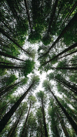 Looking up in the forest of Redwood National Park, California.