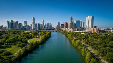 Aerial view of the cityscape of Chicago, Illinois, USA