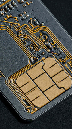 Close-up of a microchip on a black computer motherboard.