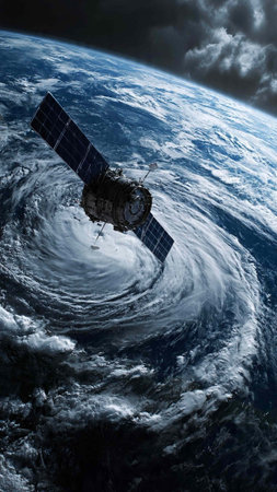 Satellite in space. Elements of this image furnished by NASA.