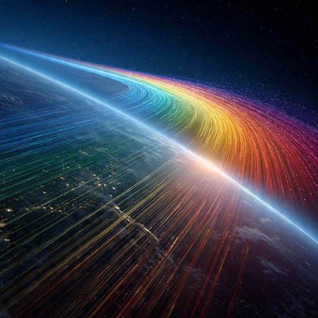 Abstract image of planet Earth with colorful stripes. Elements of this image furnished by NASA