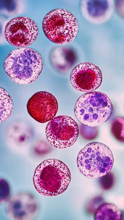 3d illustration of red blood cells in human body under microscope.