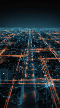 3d rendering of abstract technology concept, circuit board and city background
