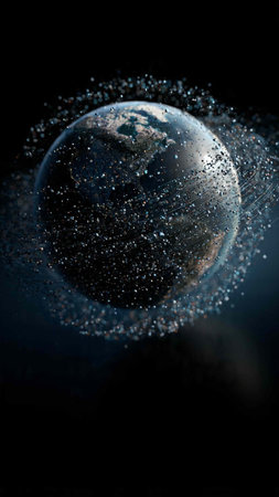 Planet earth with water droplets on black background. 3D rendering