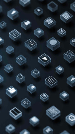 3d rendering of a lot of cubes on a black background.