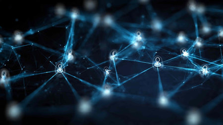 3D rendering of abstract digital connection structure on dark background. Network concept
