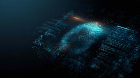 Fingerprint scanning system. Biometric security concept. 3D Rendering