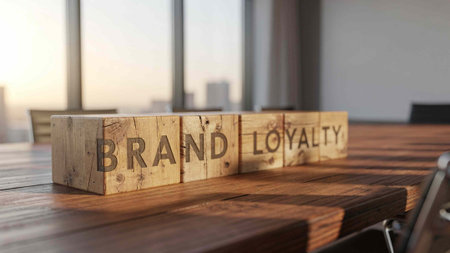 Wooden cubes with BRAND LOYALTY text. 3D rendering