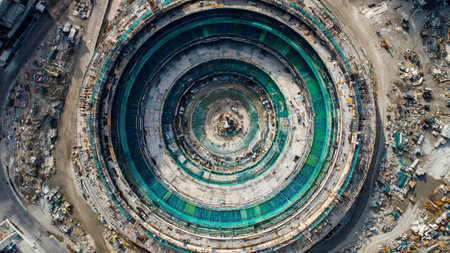 Aerial view of the construction site in Dubai, United Arab Emirates