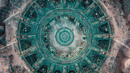 Aerial view of a grand architectural dome