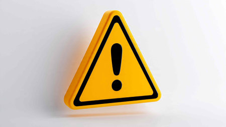 Warning triangle with exclamation mark on white background. 3d rendering