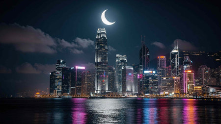 Dubai Marina at night, United Arab Emirates, Middle East.