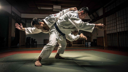 Tae Kwon Do student practicing in a martial arts school.