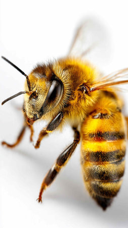 Bee on a white background. Close-up of a bee.