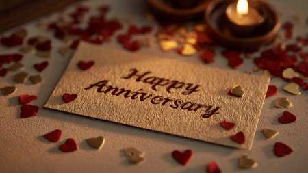 Valentine's day card with red hearts and candles on white background