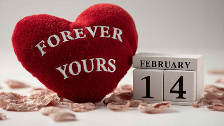 Valentine's day concept with heart and date of 14 february