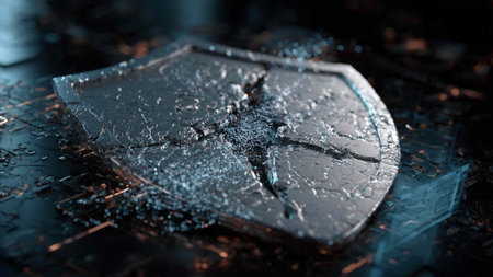 Broken glass on a dark background. 3d render illustration.