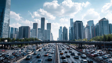 traffic in shanghai china,panoramic view