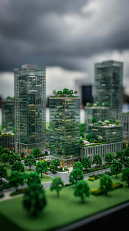 Fragment of the Grand Maket Russia. Constructions of the layout of the Moscow city